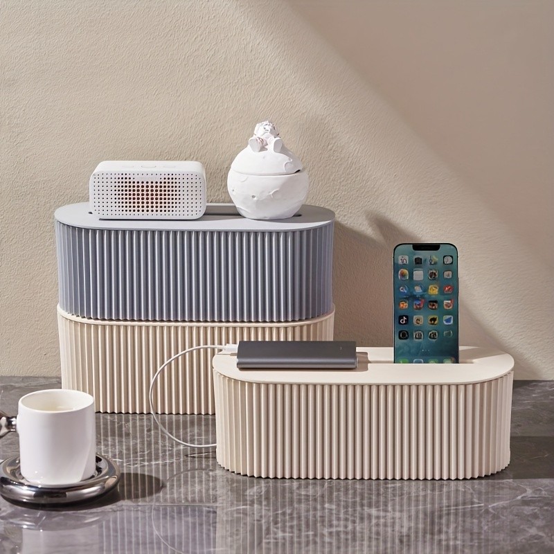 LDQ Cable Storage Box with Lid High-Capacity Cord Organizer for Space-Saving Home & Office Desktop Management