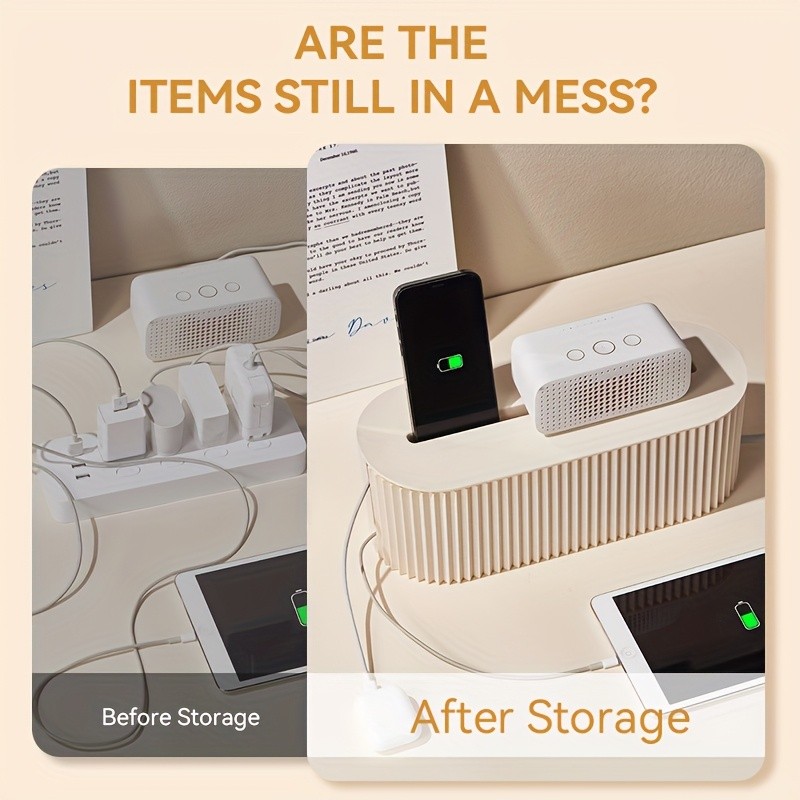 LDQ Cable Storage Box with Lid High-Capacity Cord Organizer for Space-Saving Home & Office Desktop Management