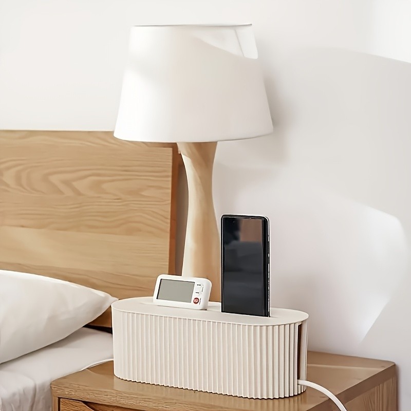 LDQ Cable Storage Box with Lid High-Capacity Cord Organizer for Space-Saving Home & Office Desktop Management