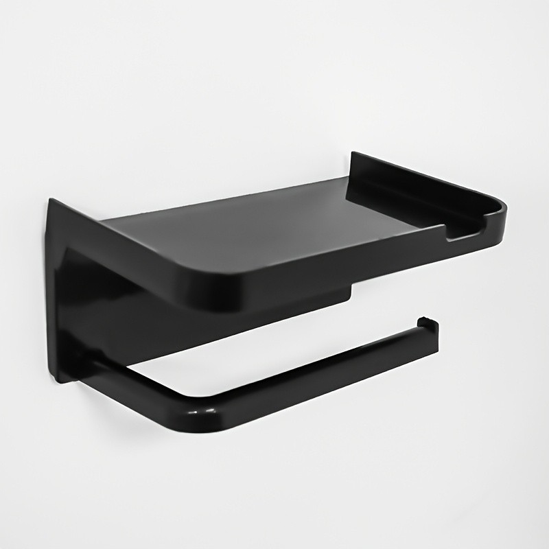 LDQ Luxury Self-Adhesive Wall-Mounted Tissue Holder Modern Space-Saving Bathroom Rack with Built-In Storage Shelf