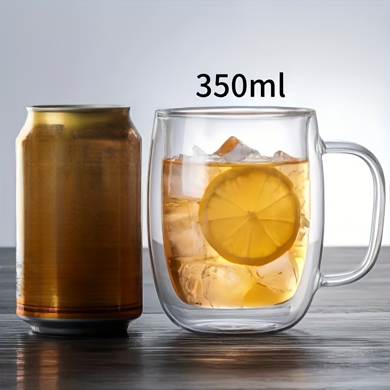 LDQ Double-Layer Borosilicate Glass Mug Set  Heat-Insulated Transparent Cups with Handles for Coffee, Tea & Smoothies