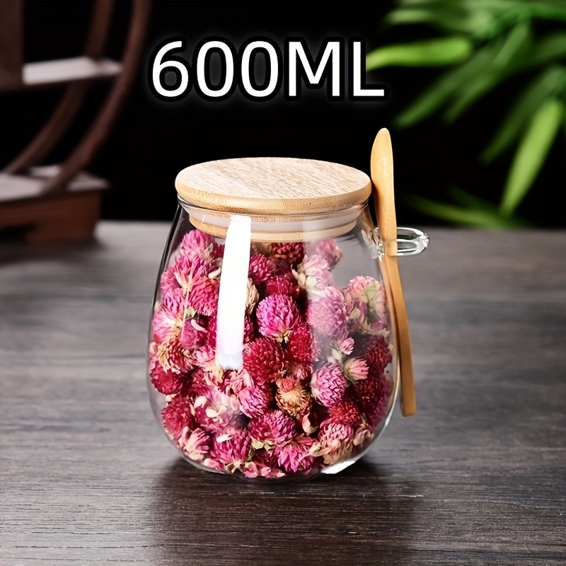 LDQ Airtight Glass Storage Jar with Spoon  Premium Jar Set for Coffee, Sugar, Tea, Salt, Candy & Spices