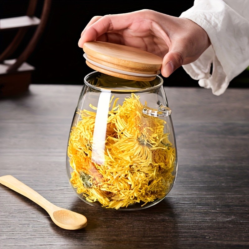 LDQ Airtight Glass Storage Jar with Spoon  Premium Jar Set for Coffee, Sugar, Tea, Salt, Candy & Spices