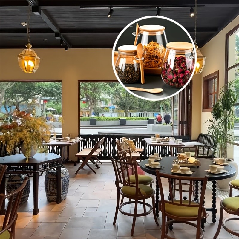 LDQ Airtight Glass Storage Jar with Spoon  Premium Jar Set for Coffee, Sugar, Tea, Salt, Candy & Spices