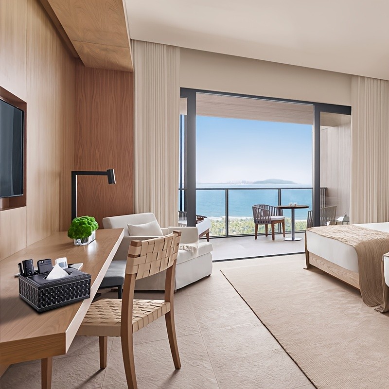 LDQ Multi-Functional Faux Leather Tissue & Storage Box  4-Compartment Organizer for Remotes, Napkins & Home Essentials