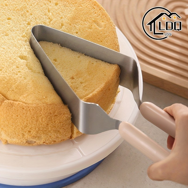 LDQ Stainless Steel Cake Slicer & Server  Triangular Transfer Tool with Ergonomic Handle for Parties, Weddings & Daily Baking