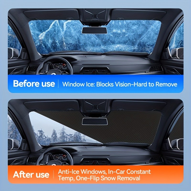 LDQ Magnetic Anti-Frost & Snow Cover Reflective, Scratch-Resistant Winter Windshield Protector for SUVs, MPVs & Mid-Sized Cars