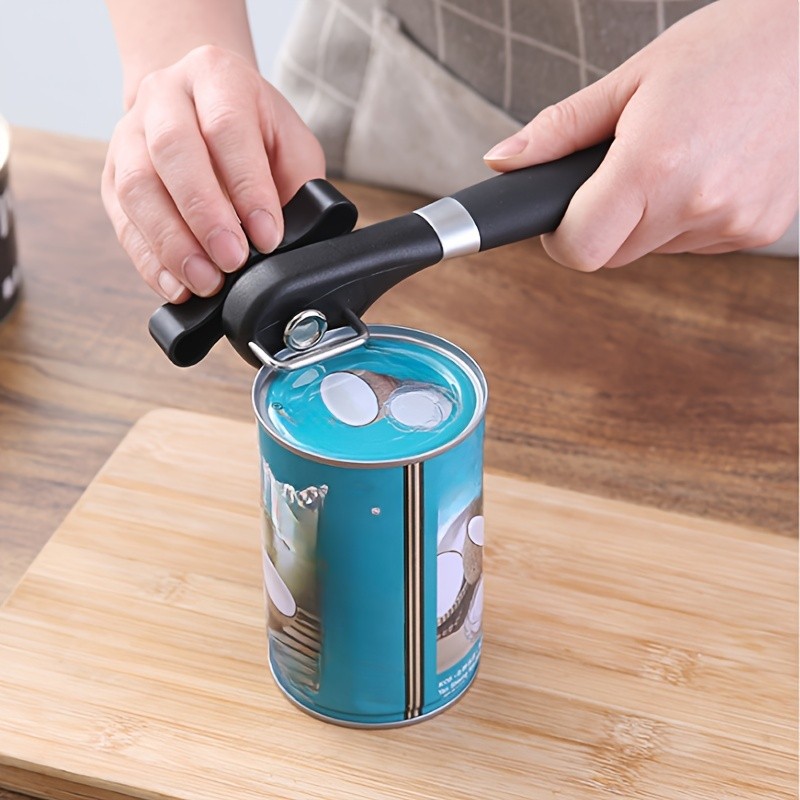 LDQ Stainless Steel TLDOD Manual Can Opener Quick Side-Opening Kitchen Tool with Ergonomic Black Handle