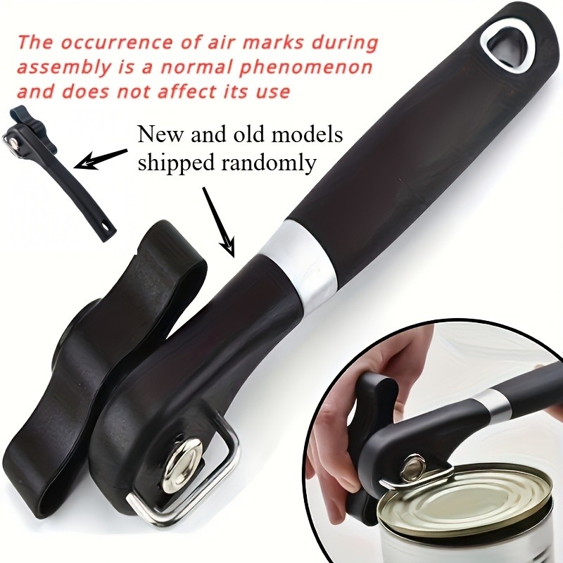 LDQ Stainless Steel TLDOD Manual Can Opener Quick Side-Opening Kitchen Tool with Ergonomic Black Handle