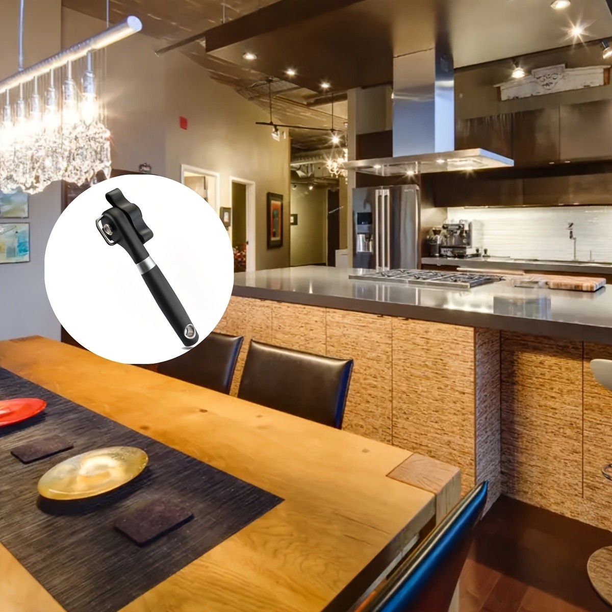 LDQ Stainless Steel TLDOD Manual Can Opener Quick Side-Opening Kitchen Tool with Ergonomic Black Handle