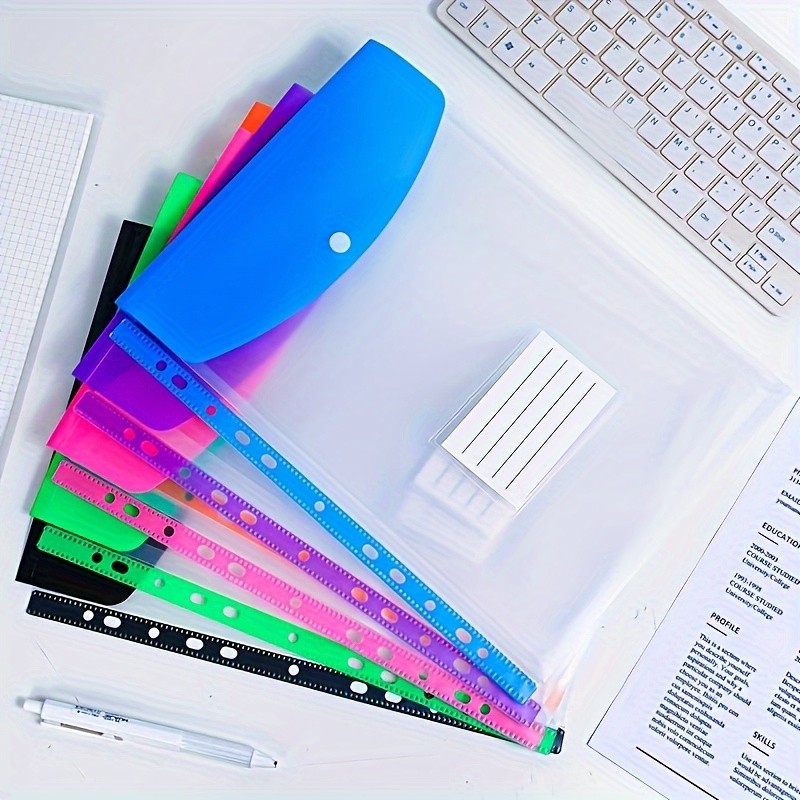 LDQ 12-Pack A4 Expanding File Folders Heavy-Duty PP Document Organizers with Push-Button Lock & 11-Ring Binder Pockets