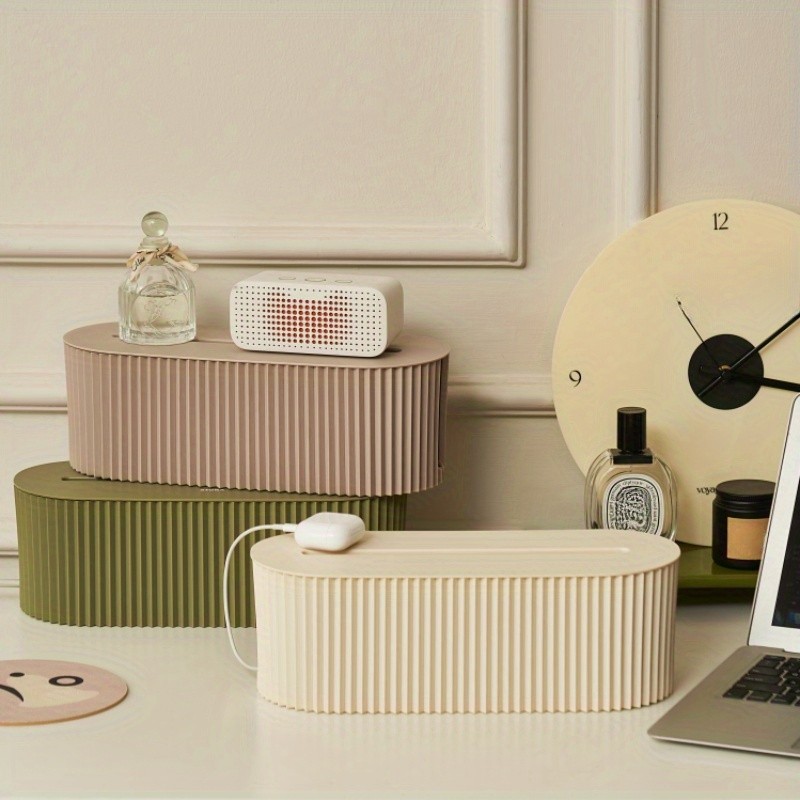 LDQ Cord Organizer Box with Lid Scratch-Resistant Cable Management System for Desks, TV Units & Home Offices