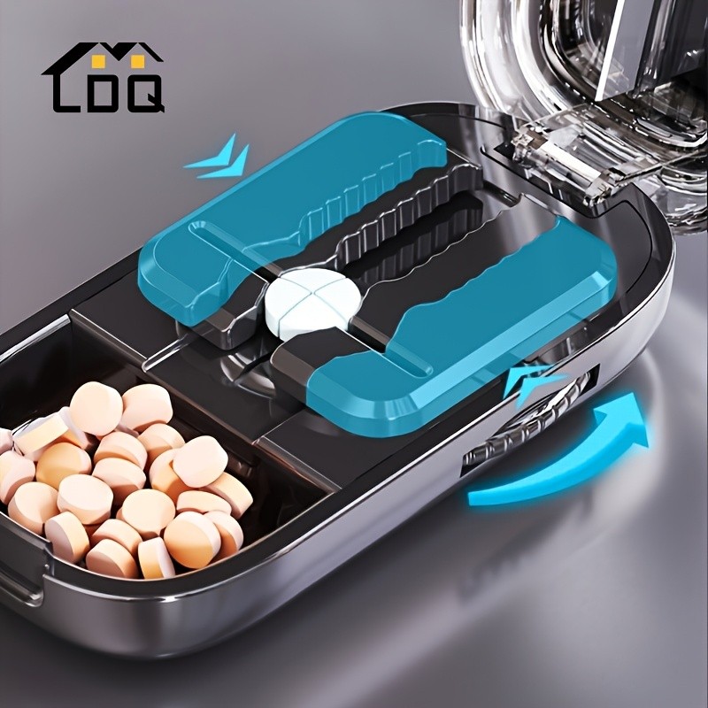 LDQ Portable Pill Cutter & Divider  Accurate One-to-Two Tablet Splitter with Easy-to-Use Medication Organizer Case