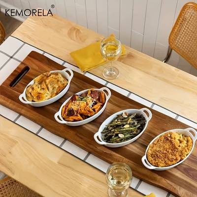 KEMORELA Extra Long Wooden Serving Board with Handles  Elegant Dark Brown Charcuterie & Cutting Board