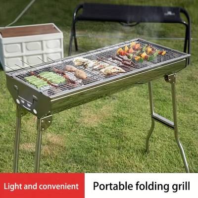 Awaoko 4pcs Extended Stainless Steel BBQ Grill Set Foldable, Portable & Heavy-Duty