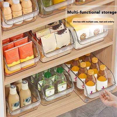 Awaoko 6pcs Large-Capacity Transparent Refrigerator Storage Boxes  Stackable PET Organiser Bins