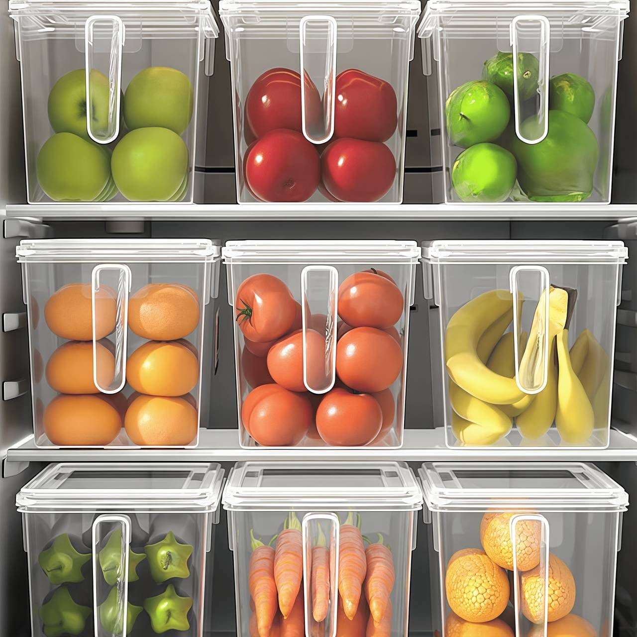 Awaoko 3pcs Extra Large Refrigerator Storage Boxes with Lids  Heavy-Duty, Stackable & Transparent