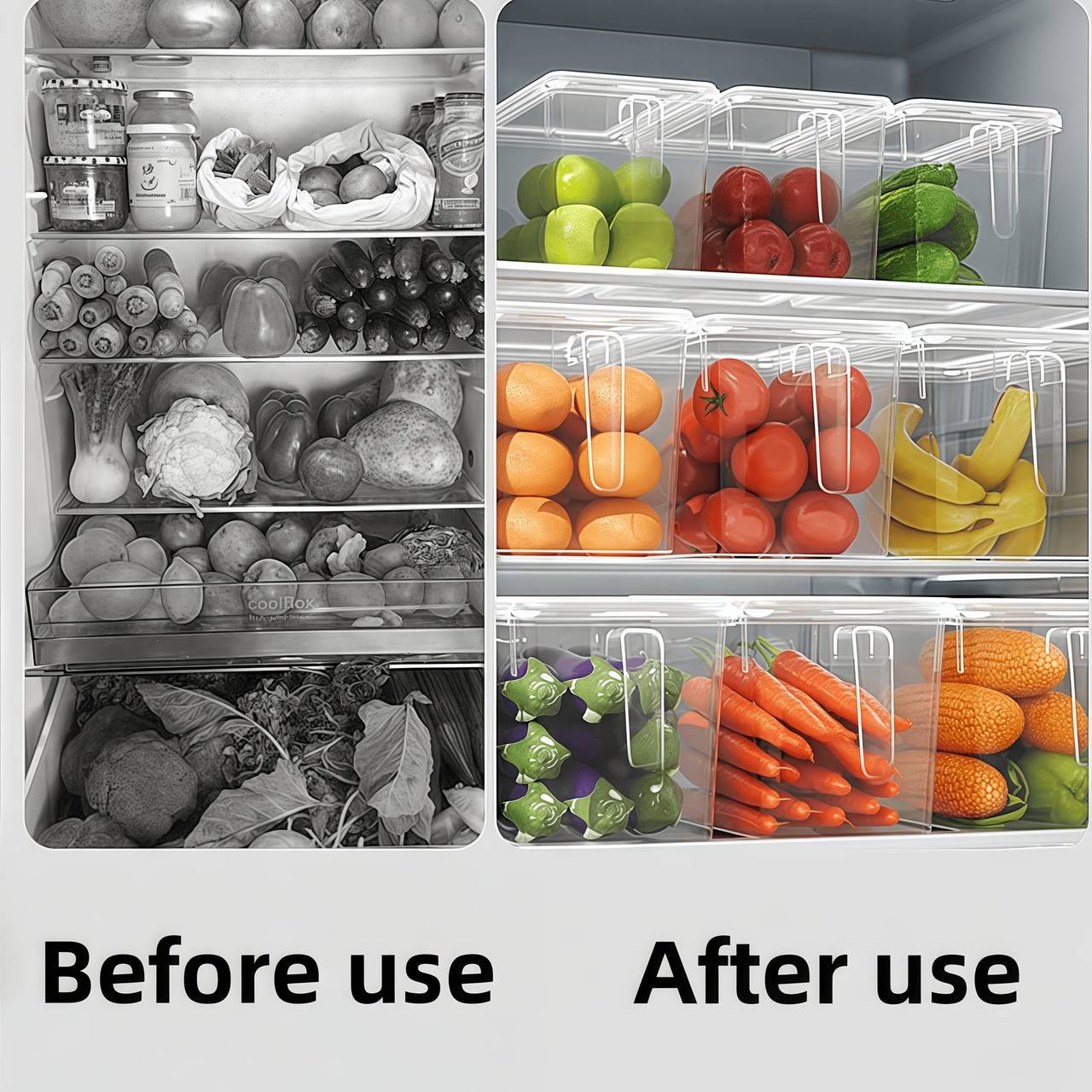 Awaoko 3pcs Extra Large Refrigerator Storage Boxes with Lids  Heavy-Duty, Stackable & Transparent