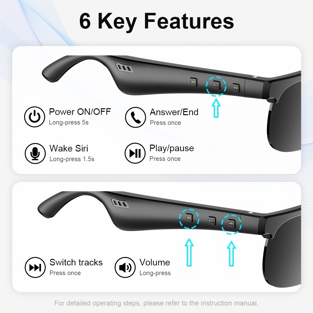 ANKRIYUL Smart Glasses  Wireless Audio Eyewear with Built-in Microphone