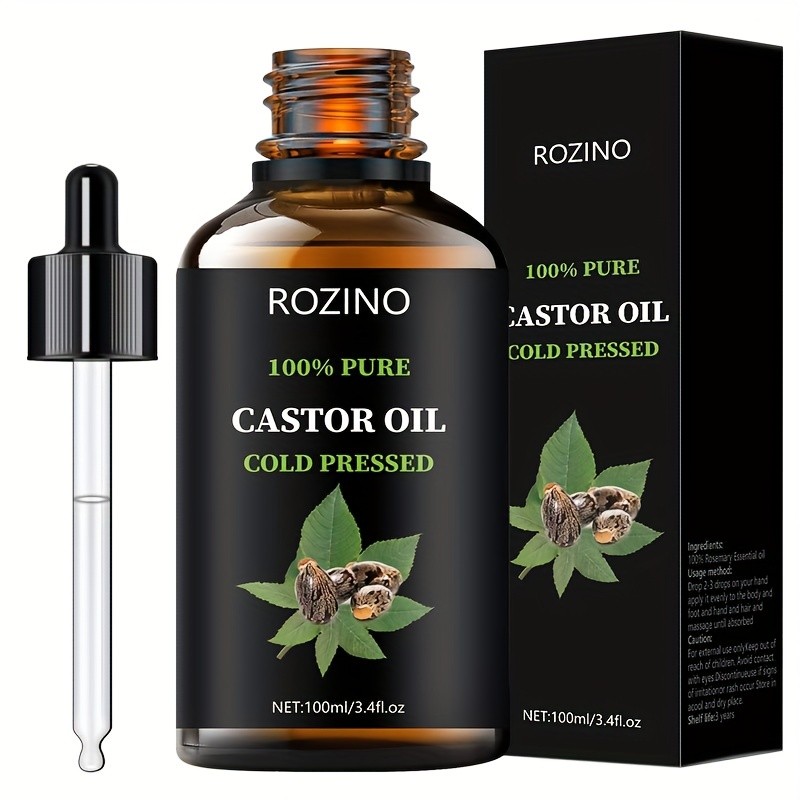 ROZINO Unrefined Castor Oil  Cold-Pressed Hair, Skin & Nail Care Solution