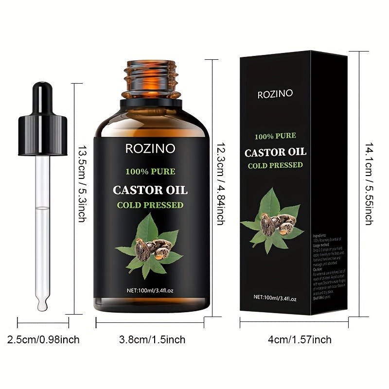 ROZINO Unrefined Castor Oil  Cold-Pressed Hair, Skin & Nail Care Solution