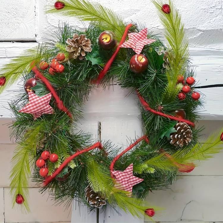 NLDD 12pcs Artificial Christmas Tree Stems  Lime Green Furry Holiday Picks with Red Berries