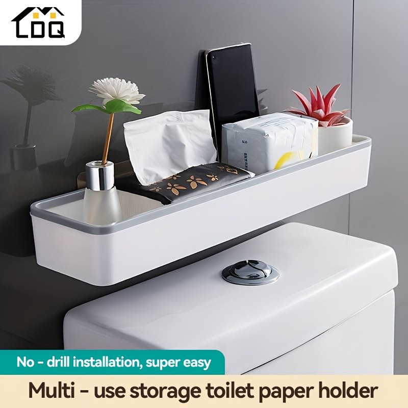LDQ No-Drill Toilet Caddy & Dispenser  Wall-Mounted Storage Tray for Effortless NZ Bathroom Organisation