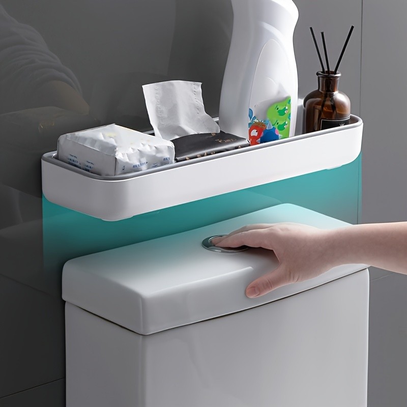 LDQ No-Drill Toilet Caddy & Dispenser  Wall-Mounted Storage Tray for Effortless NZ Bathroom Organisation