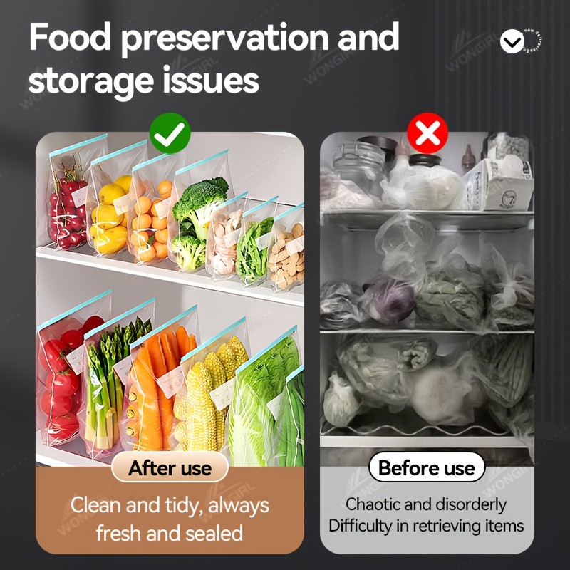 LDQ 60pcs Leak-Proof Food Storage Bag Set Reusable Multi-Size Kitchen Organisers for Fresher NZ Ingredients