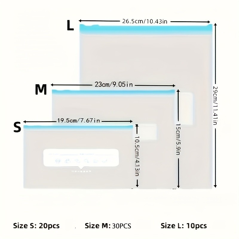 LDQ 60pcs Leak-Proof Food Storage Bag Set  Reusable Multi-Size Kitchen Organisers for Fresher NZ Ingredients