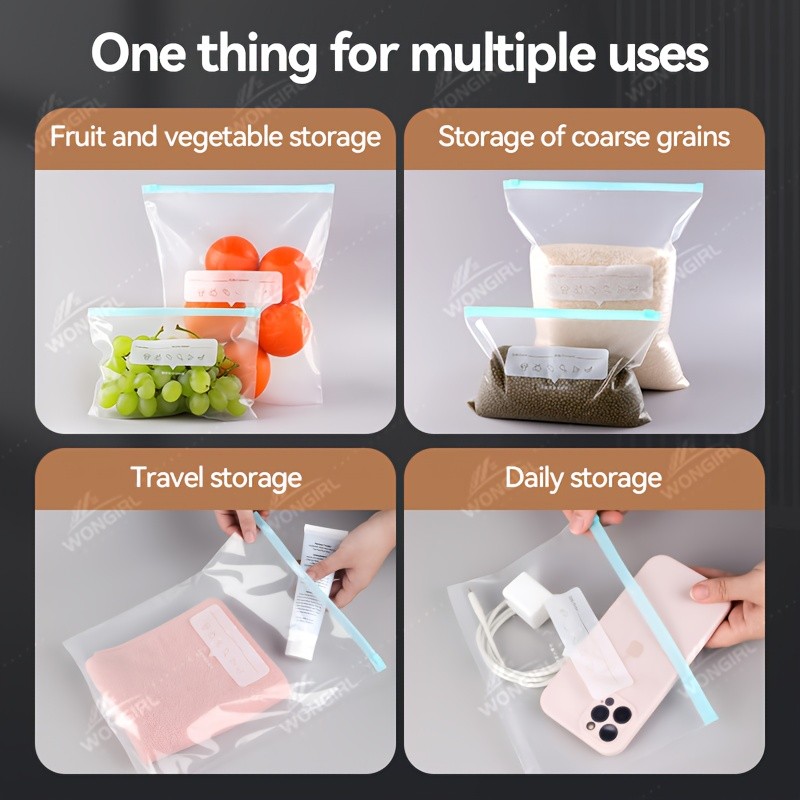 LDQ 60pcs Leak-Proof Food Storage Bag Set Reusable Multi-Size Kitchen Organisers for Fresher NZ Ingredients