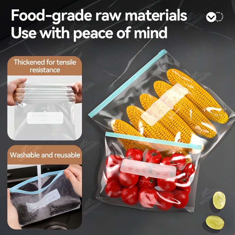 LDQ 60pcs Leak-Proof Food Storage Bag Set Reusable Multi-Size Kitchen Organisers for Fresher NZ Ingredients