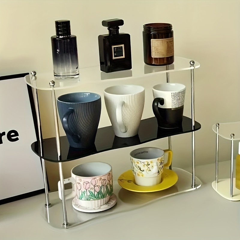 LDQ Two-Tier Acrylic Desktop Shelf  Detachable Space-Saving Organiser for NZ Beauty & Workspaces