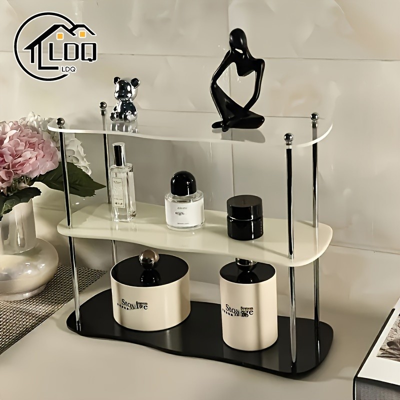 LDQ Two-Tier Acrylic Desktop Shelf  Detachable Space-Saving Organiser for NZ Beauty & Workspaces