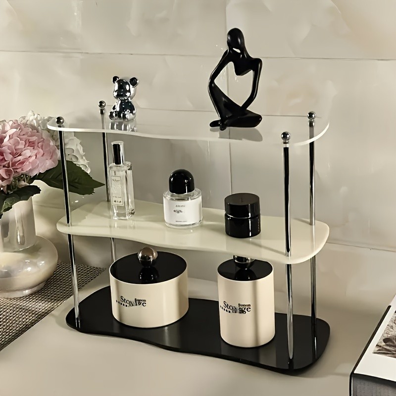 LDQ Two-Tier Acrylic Desktop Shelf  Detachable Space-Saving Organiser for NZ Beauty & Workspaces