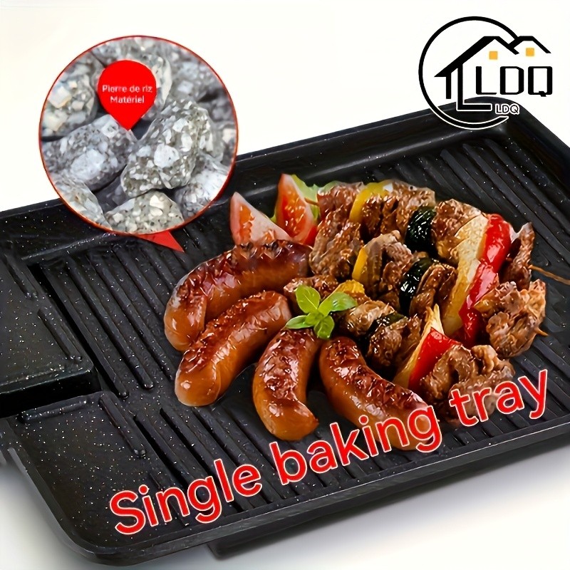 LDQ Smokeless Non-Stick Grill Pan Durable Aluminium Alloy Rectangular Tray for Easy NZ Indoor & Outdoor BBQ