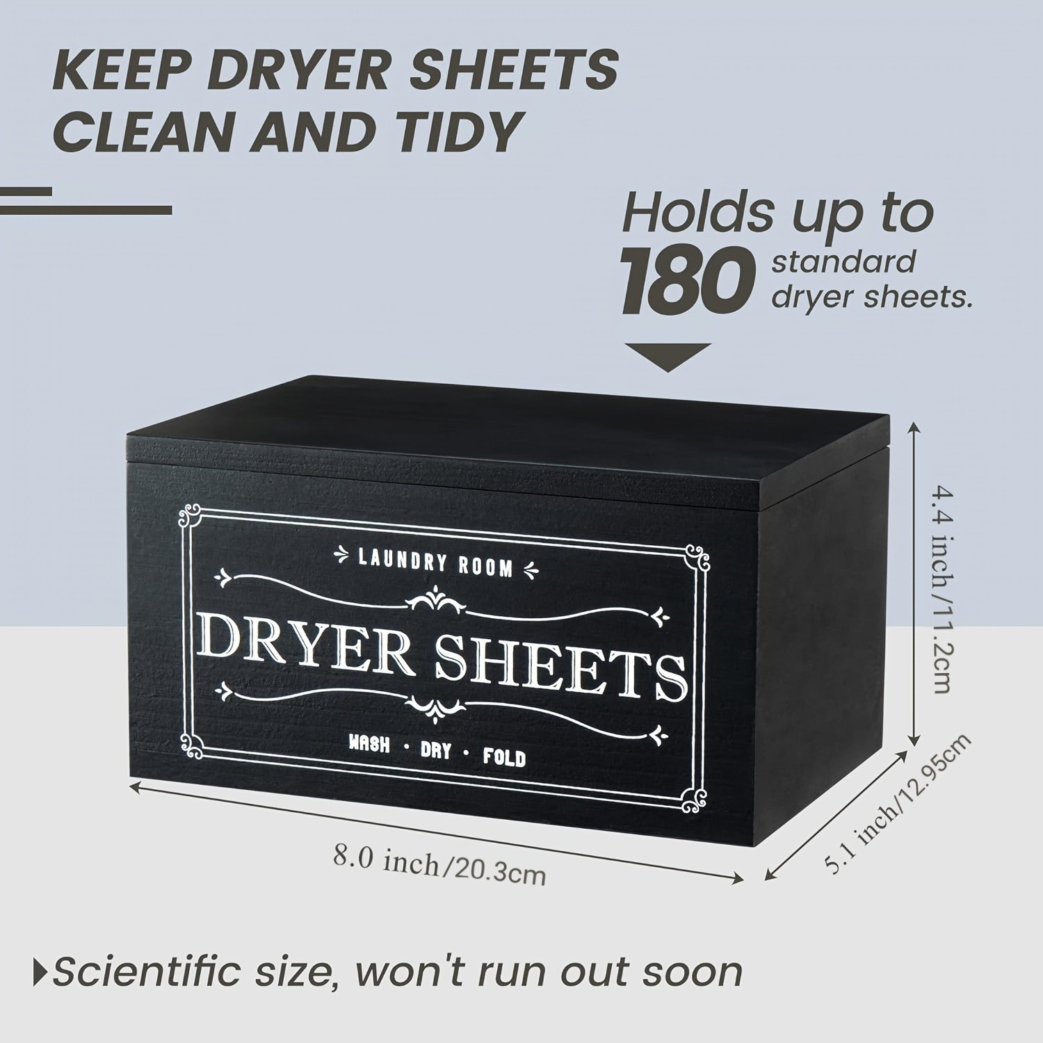 LDQ Rustic Dryer Sheet Holder Hinged-Lid Farmhouse Container for Neat NZ Laundry Storage & Organisation