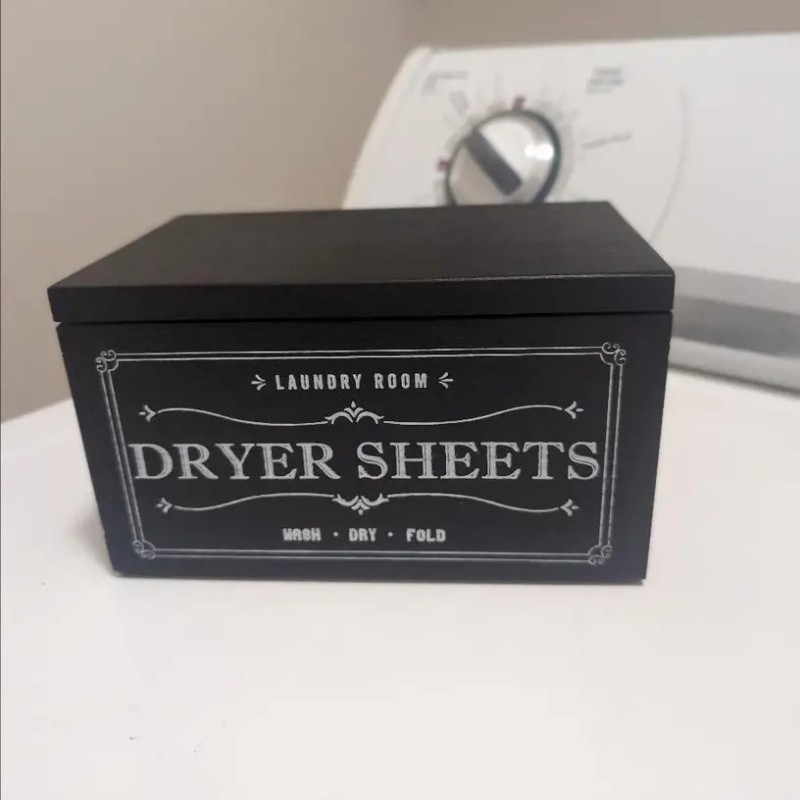 LDQ Rustic Dryer Sheet Holder Hinged-Lid Farmhouse Container for Neat NZ Laundry Storage & Organisation