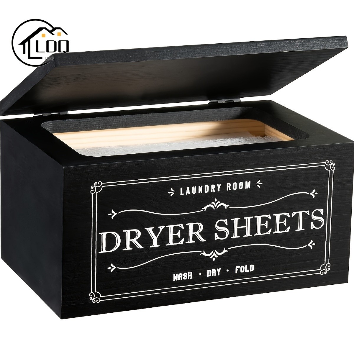 LDQ Rustic Dryer Sheet Holder Hinged-Lid Farmhouse Container for Neat NZ Laundry Storage & Organisation