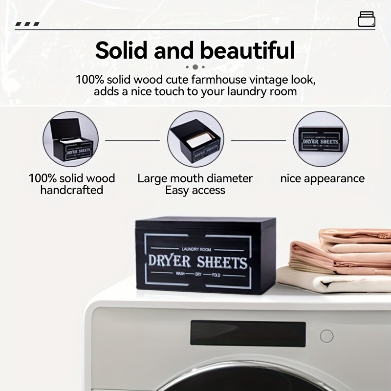 LDQ Rustic Dryer Sheet Holder Hinged-Lid Farmhouse Container for Neat NZ Laundry Storage & Organisation