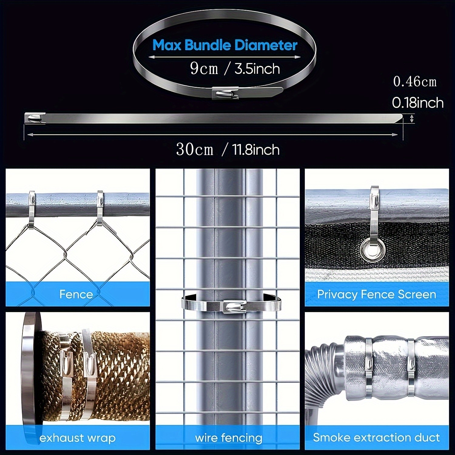 LDQ Heavy-Duty Stainless Steel Zip Ties 100pcs Rustproof Self-Locking Fasteners for NZ Vehicles, Machinery & Outdoor Use