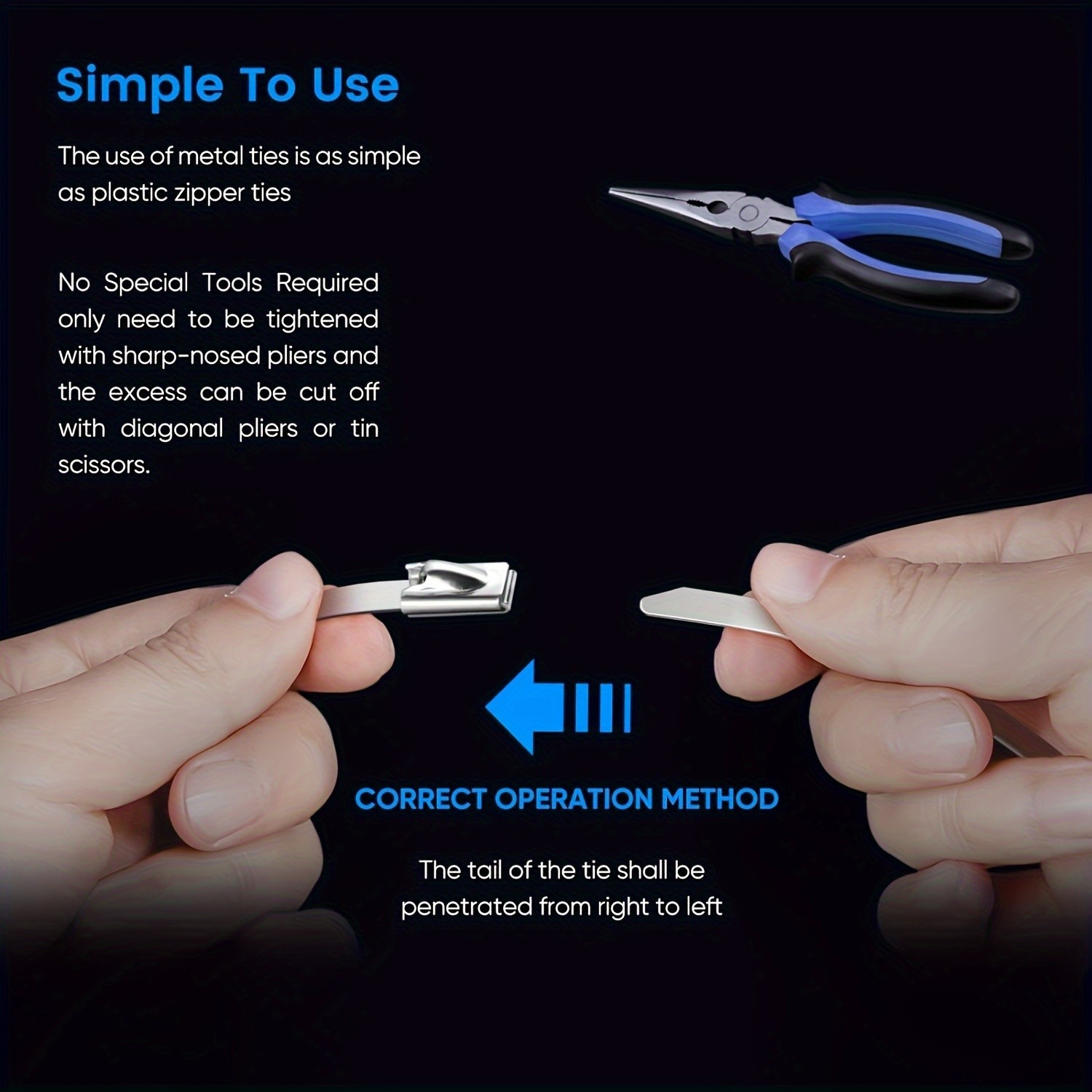 LDQ Heavy-Duty Stainless Steel Zip Ties 100pcs Rustproof Self-Locking Fasteners for NZ Vehicles, Machinery & Outdoor Use