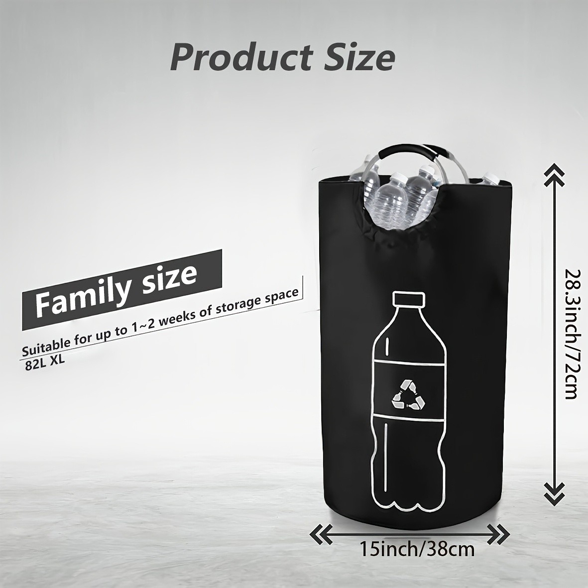 MCMLS Extra-Large Foldable Recycling Bin Cylindrical Open-Top Storage Basket for NZ Bottles & Home Organisation