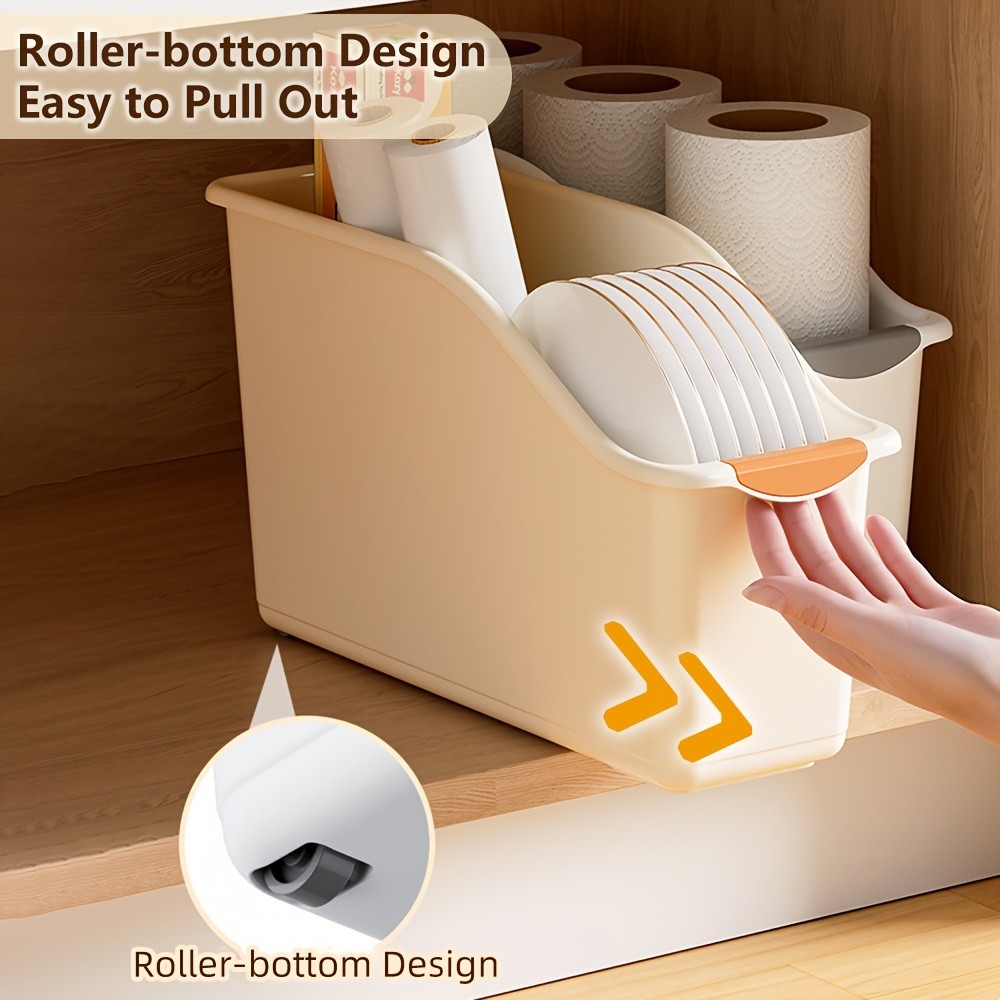 MCMLS Curved-Design Storage Box Set  Heavy-Duty Multi-Compartment Bins for Smart NZ Kitchen & Home Organisation