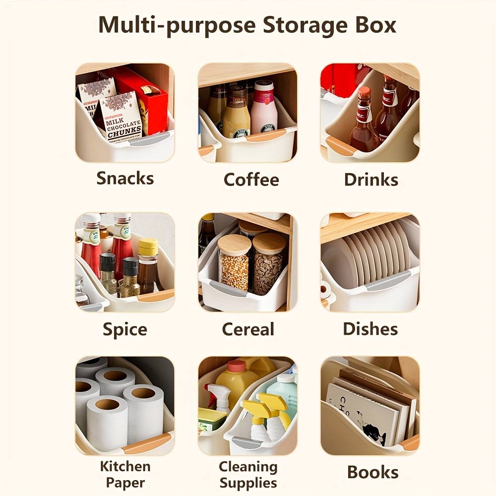 MCMLS Curved-Design Storage Box Set  Heavy-Duty Multi-Compartment Bins for Smart NZ Kitchen & Home Organisation
