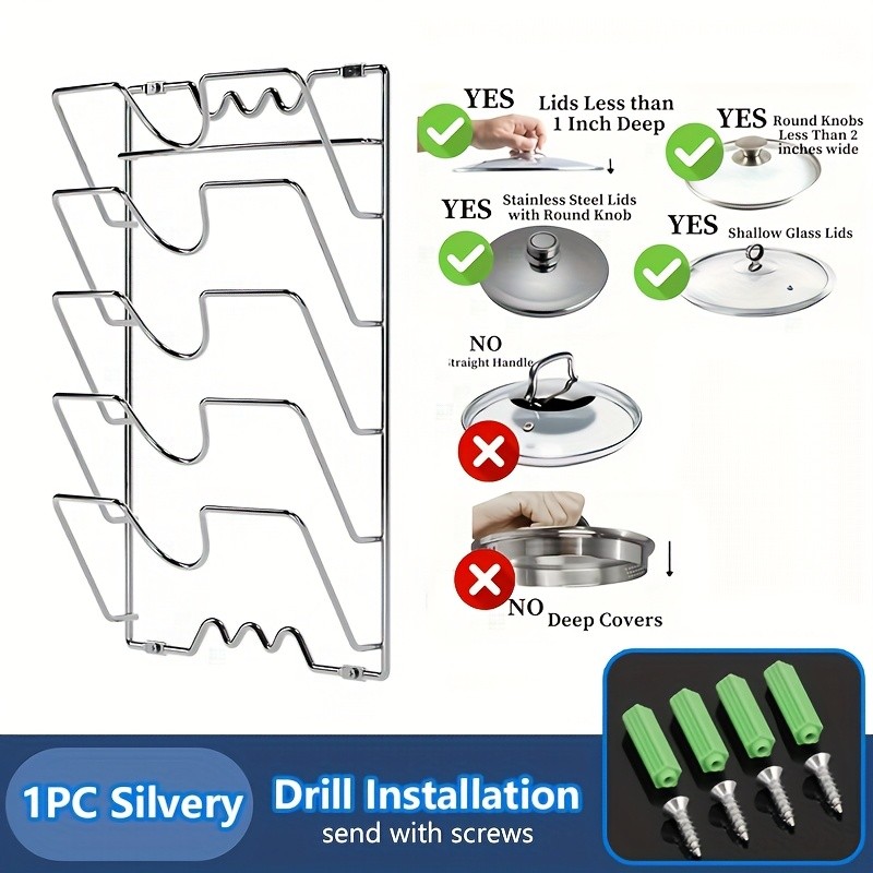 MCMLS Vertical Metal Pot Lid Rack Heavy-Duty Multi-Tier Space-Saving Holder for NZ Cabinets & Pantries