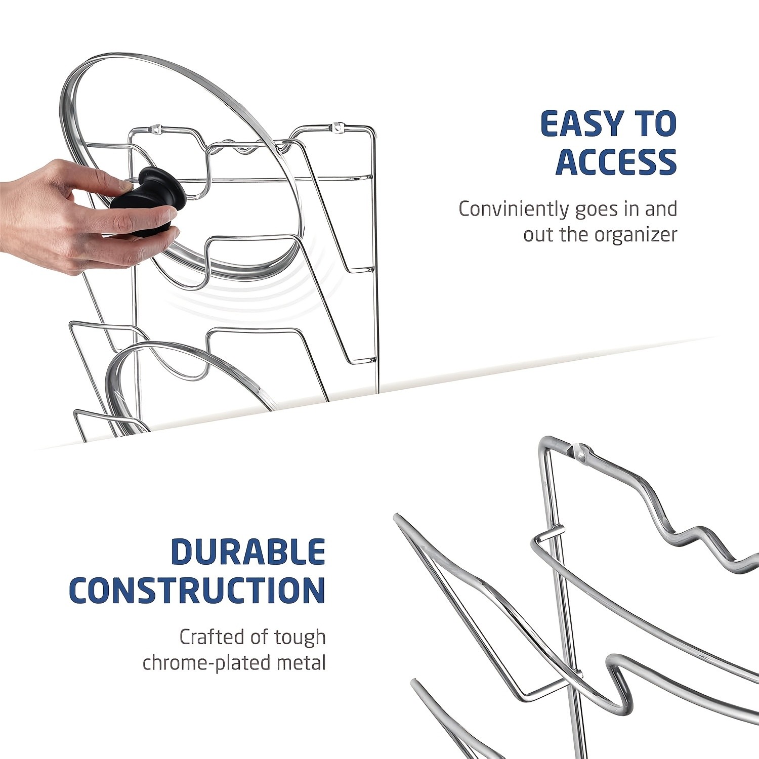 MCMLS Vertical Metal Pot Lid Rack Heavy-Duty Multi-Tier Space-Saving Holder for NZ Cabinets & Pantries