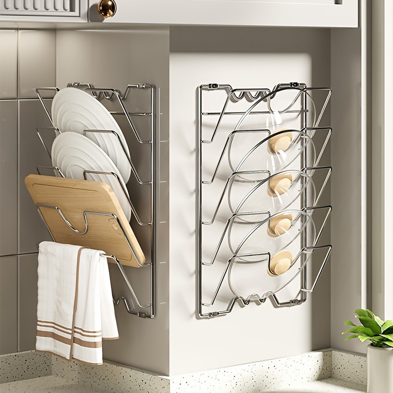 MCMLS Vertical Metal Pot Lid Rack Heavy-Duty Multi-Tier Space-Saving Holder for NZ Cabinets & Pantries