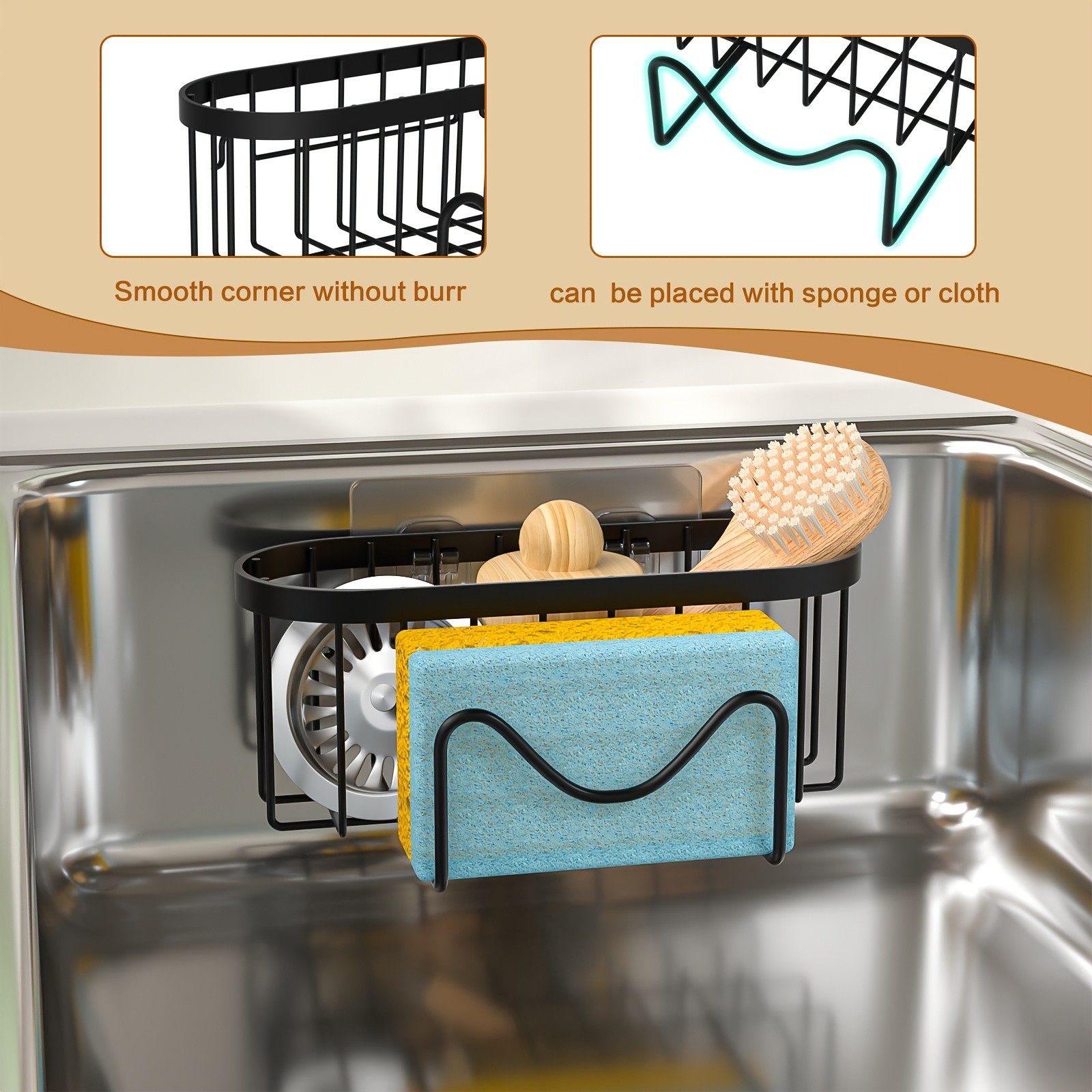 MCMLS 2-in-1 Stainless Steel Wall-Mounted Sink Caddy  Heavy-Duty Over-Sink Storage Rack for Modern NZ Kitchens