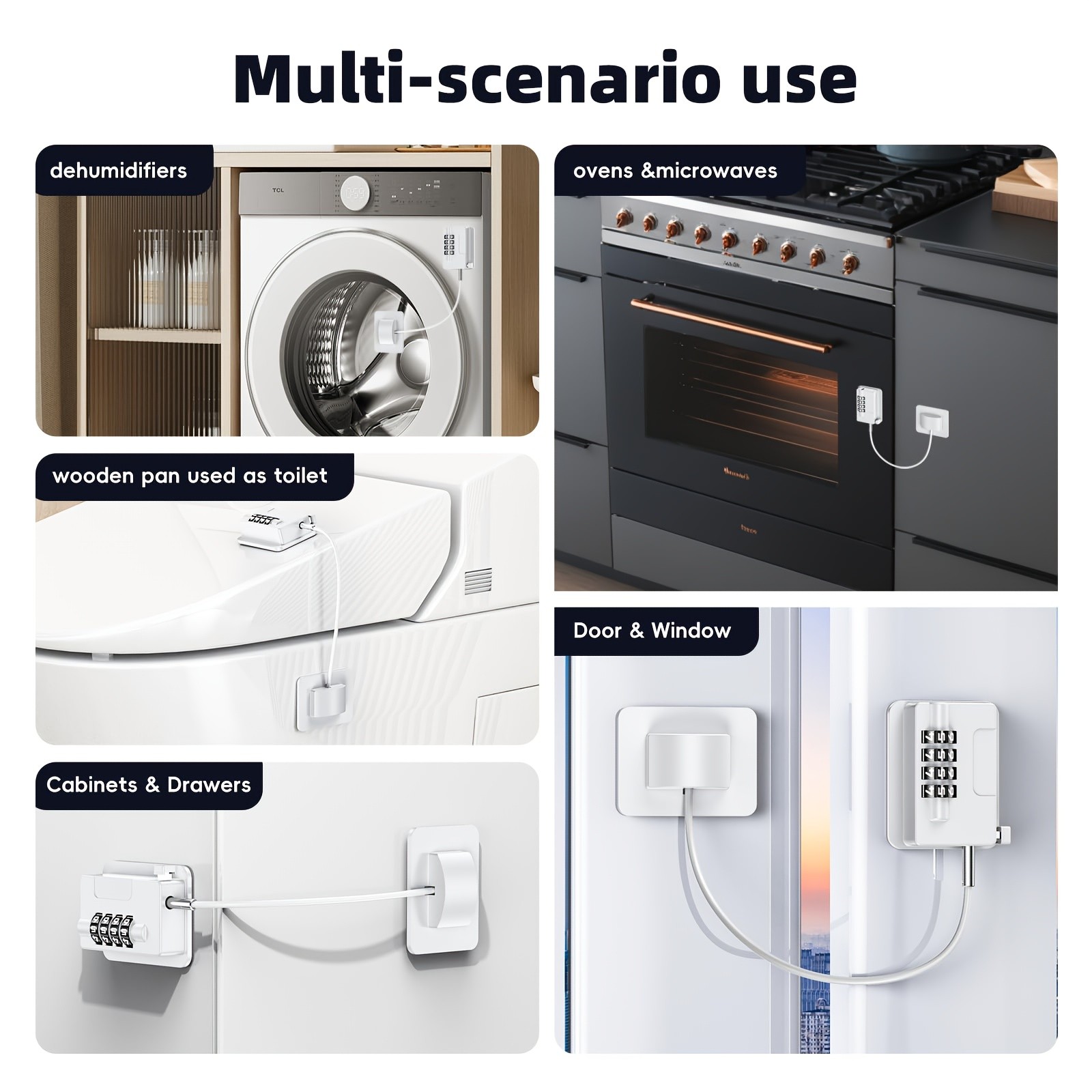 MCMLS Easy-Install Password Door Lock Set  No-Drill Multi-Surface Security Solution for NZ Homes & Appliances